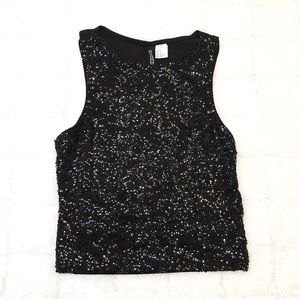 💖3/$20💖 NEW H&M BLACK SEQUIN TOP XS
